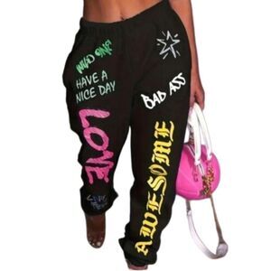 Plus size printed sweat pants sz 2XL